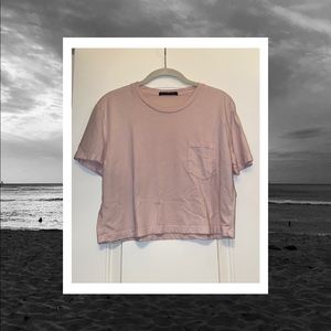 Baby Pink Cropped Pocket Tee